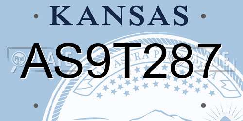 AS9T287 Kansas License Plate