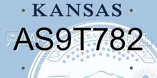 AS9T782 Kansas License Plate