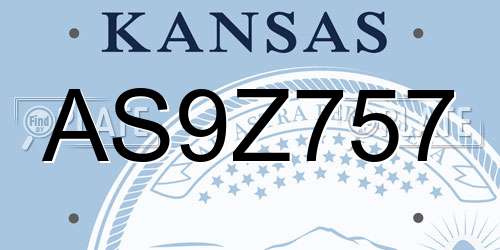 AS9Z757 Kansas License Plate