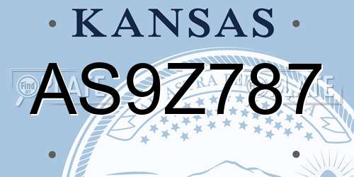 AS9Z787 Kansas License Plate