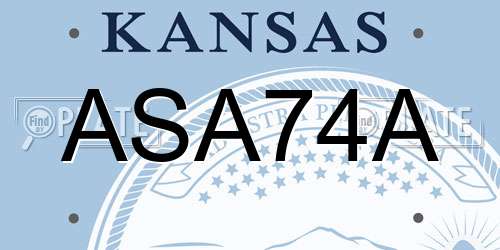 ASA74A Kansas License Plate