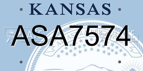 ASA7574 Kansas License Plate