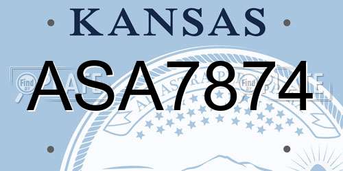 ASA7874 Kansas License Plate