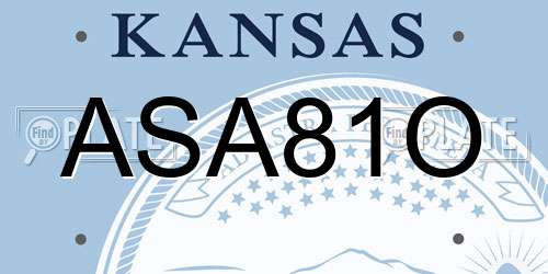 ASA81O Kansas License Plate