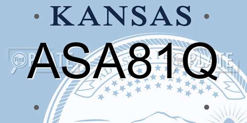 ASA81Q Kansas License Plate