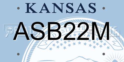 ASB22M Kansas License Plate