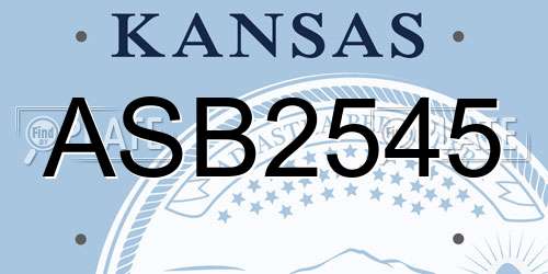 ASB2545 Kansas License Plate