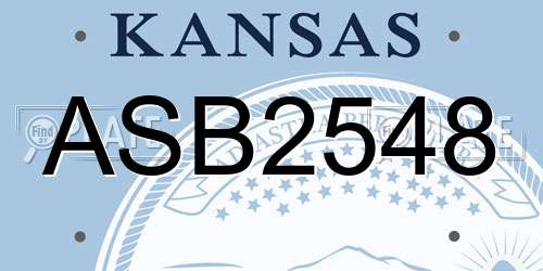 ASB2548 Kansas License Plate