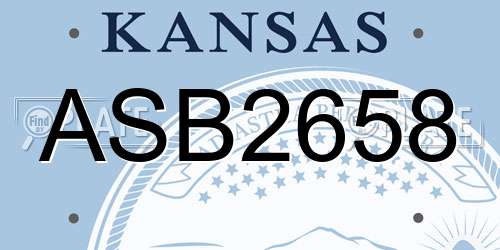 ASB2658 Kansas License Plate
