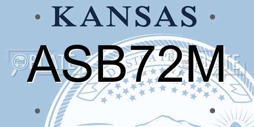 ASB72M Kansas License Plate
