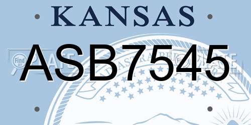 ASB7545 Kansas License Plate