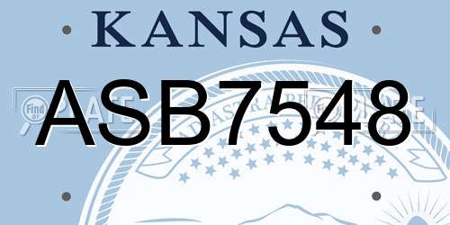 ASB7548 Kansas License Plate