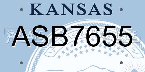 ASB7655 Kansas License Plate