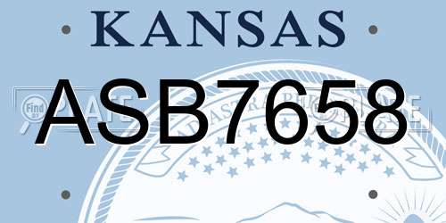ASB7658 Kansas License Plate