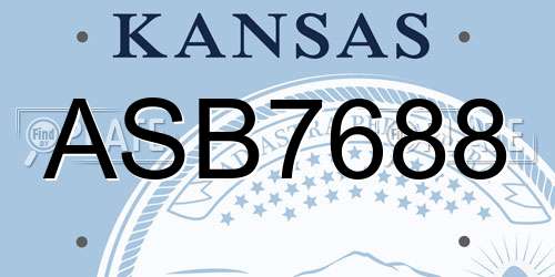 ASB7688 Kansas License Plate