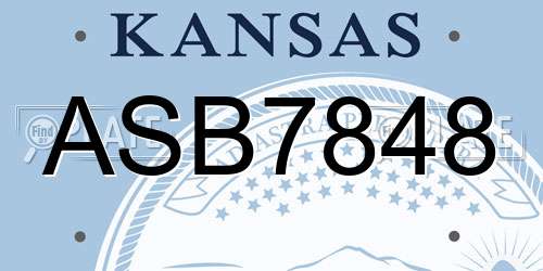 ASB7848 Kansas License Plate