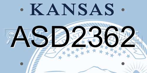 ASD2362 Kansas License Plate