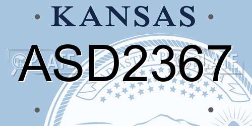 ASD2367 Kansas License Plate