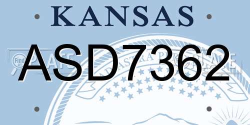 ASD7362 Kansas License Plate