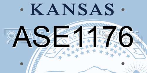 ASE1176 Kansas License Plate