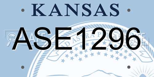 ASE1296 Kansas License Plate
