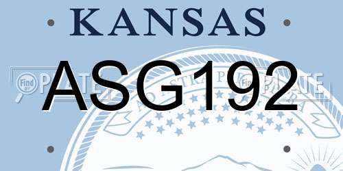 ASG192 Kansas License Plate