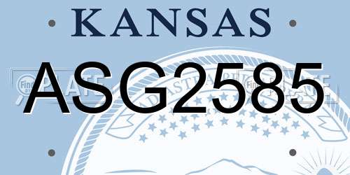 ASG2585 Kansas License Plate