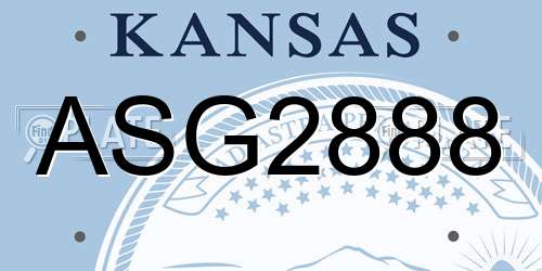ASG2888 Kansas License Plate