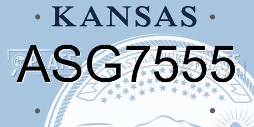 ASG7555 Kansas License Plate