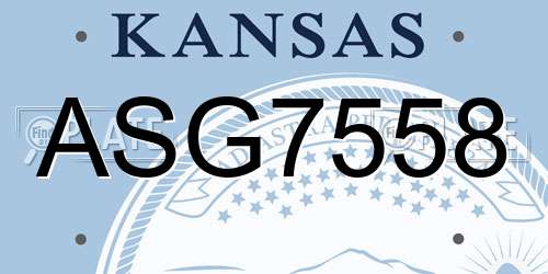 ASG7558 Kansas License Plate