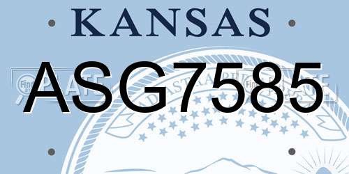 ASG7585 Kansas License Plate