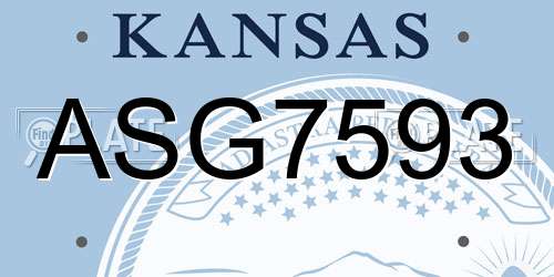 ASG7593 Kansas License Plate