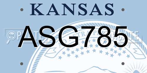 ASG785 Kansas License Plate
