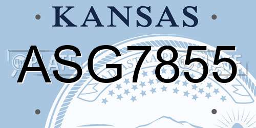 ASG7855 Kansas License Plate
