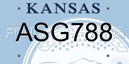 ASG788 Kansas License Plate