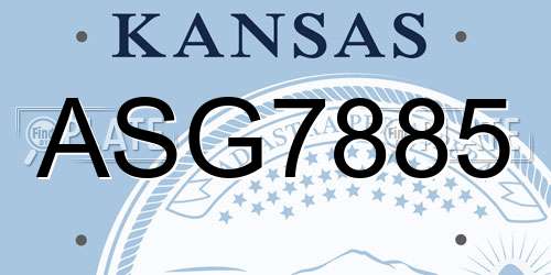 ASG7885 Kansas License Plate