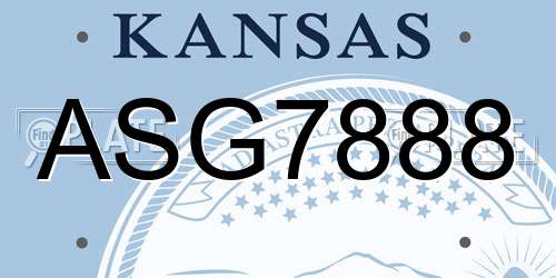 ASG7888 Kansas License Plate