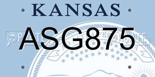 ASG875 Kansas License Plate