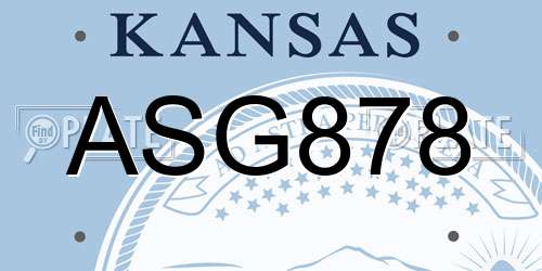 ASG878 Kansas License Plate