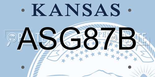 ASG87B Kansas License Plate