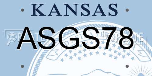 ASGS78 Kansas License Plate