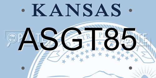 ASGT85 Kansas License Plate