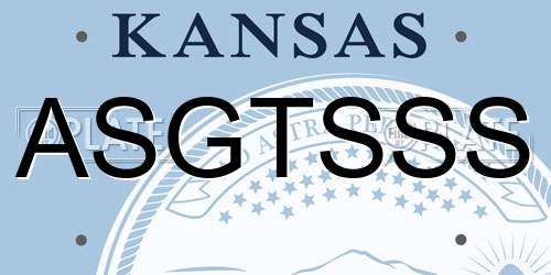 ASGTSSS Kansas License Plate