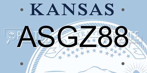 ASGZ88 Kansas License Plate