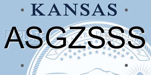 ASGZSSS Kansas License Plate