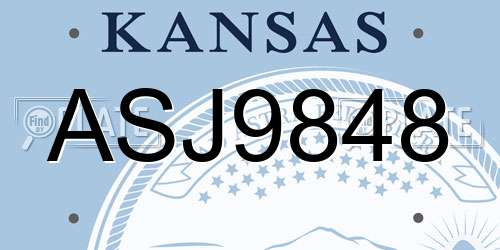 ASJ9848 Kansas License Plate