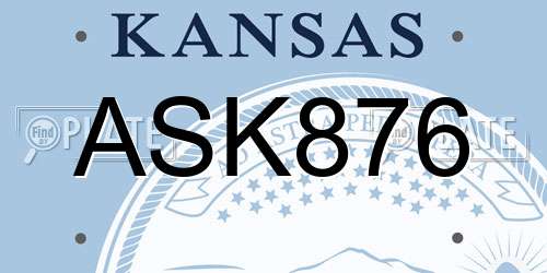 ASK876 Kansas License Plate