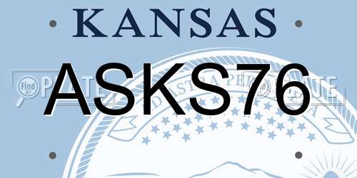 ASKS76 Kansas License Plate