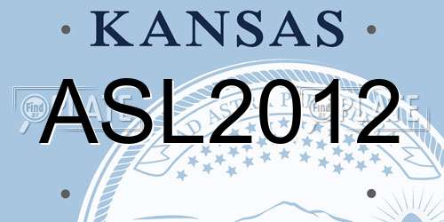 ASL2012 Kansas License Plate
