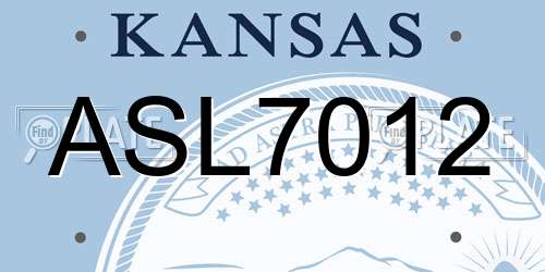 ASL7012 Kansas License Plate